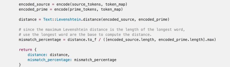Use the Levenshtein distance on an encoded sentence